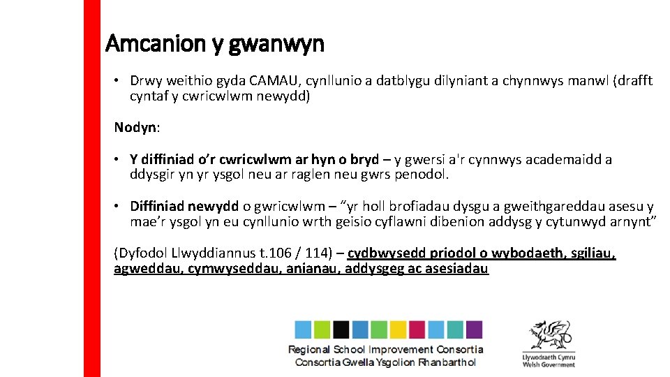 Amcanion y gwanwyn • Drwy weithio gyda CAMAU, cynllunio a datblygu dilyniant a chynnwys