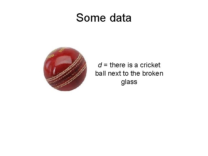 Some data d = there is a cricket ball next to the broken glass
