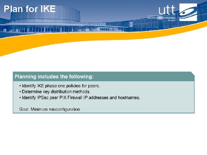 Plan for IKE 