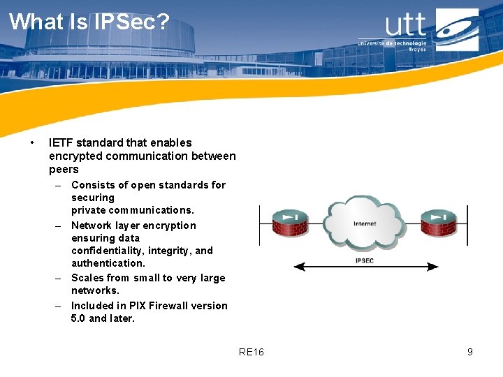 What Is IPSec? • IETF standard that enables encrypted communication between peers – Consists