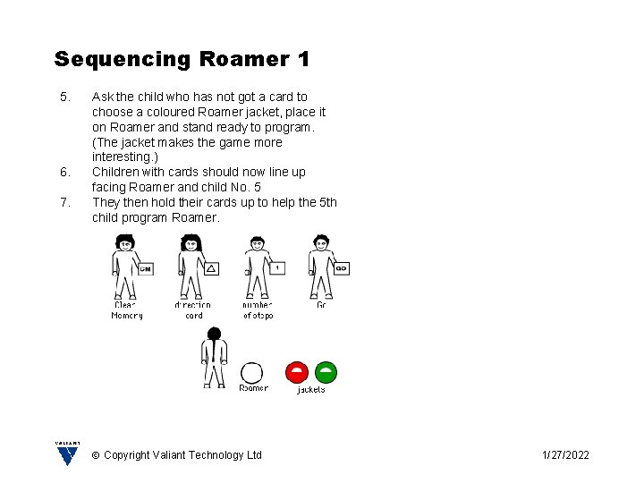 Sequencing Roamer 1 5. 6. 7. Ask the child who has not got a