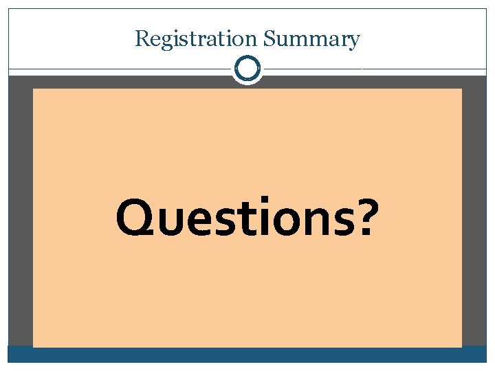 Registration Summary Questions? 