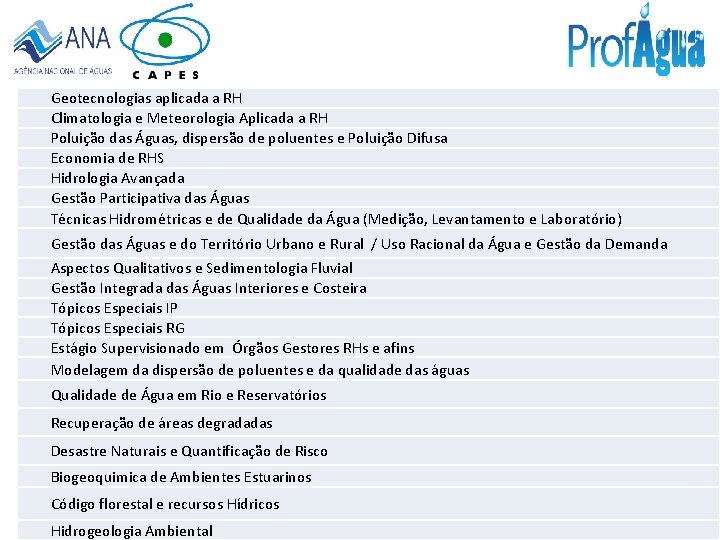 Geotecnologias aplicada a RH Climatologia e Meteorologia Aplicada a RH Poluição das Águas, dispersão