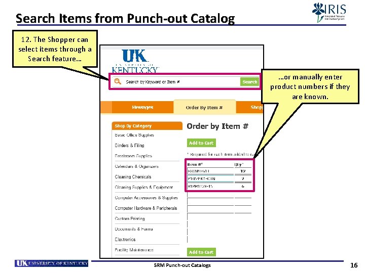 Search Items from Punch-out Catalog 12. The Shopper can select items through a Search