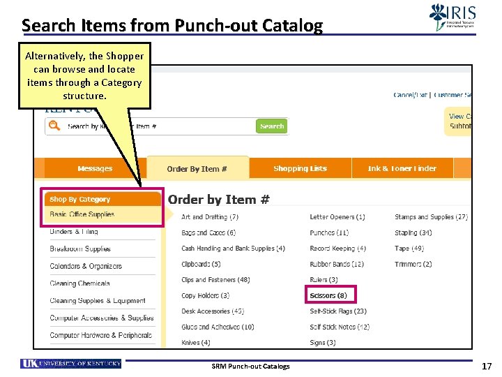 Search Items from Punch-out Catalog Alternatively, the Shopper can browse and locate items through
