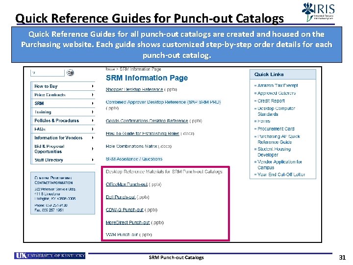 Quick Reference Guides for Punch-out Catalogs Quick Reference Guides for all punch-out catalogs are