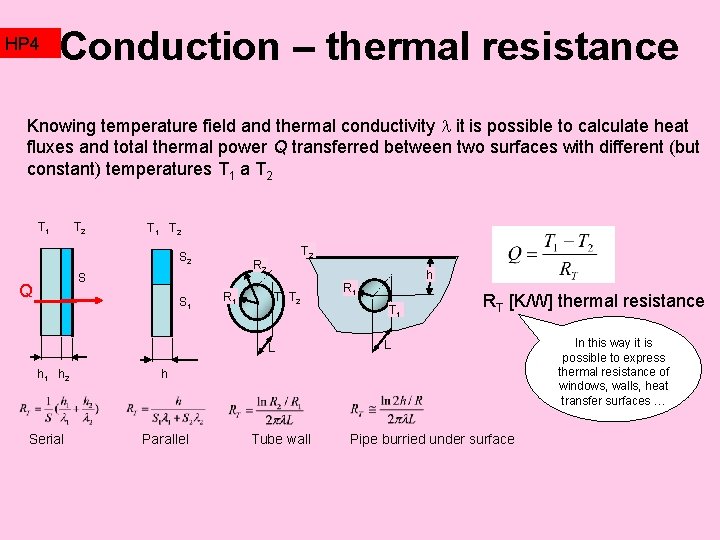 HP 4 Conduction – thermal resistance Knowing temperature field and thermal conductivity it is
