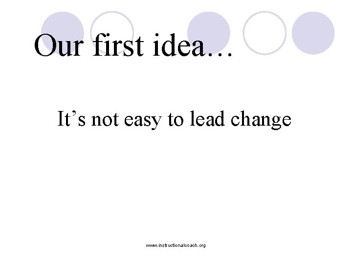 Our first idea… It’s not easy to lead change www. instructionalcoach. org 