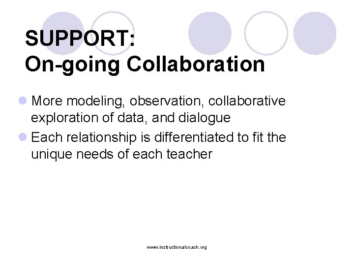 SUPPORT: On-going Collaboration l More modeling, observation, collaborative exploration of data, and dialogue l