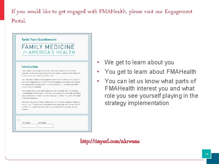 If you would like to get engaged with FMAHealth, please visit our Engagement Portal.