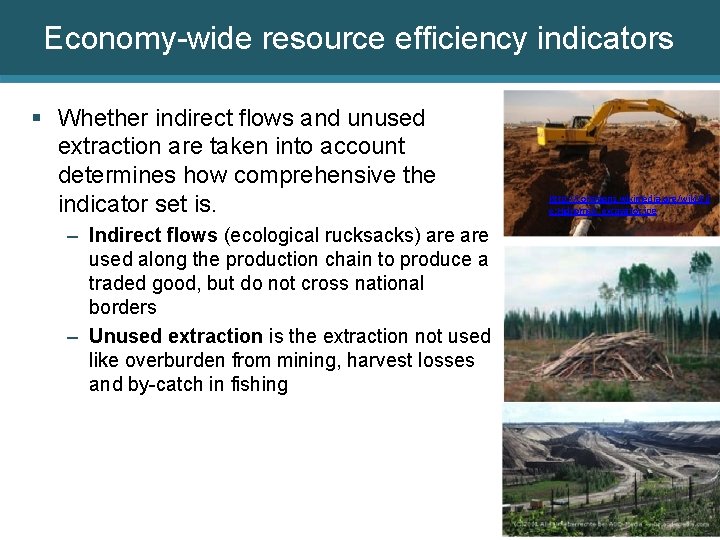Economy-wide resource efficiency indicators § Whether indirect flows and unused extraction are taken into