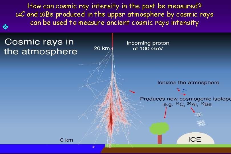 v How can cosmic ray intensity in the past be measured? 14 C and