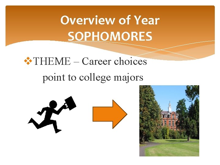 Overview of Year SOPHOMORES v. THEME – Career choices point to college majors 