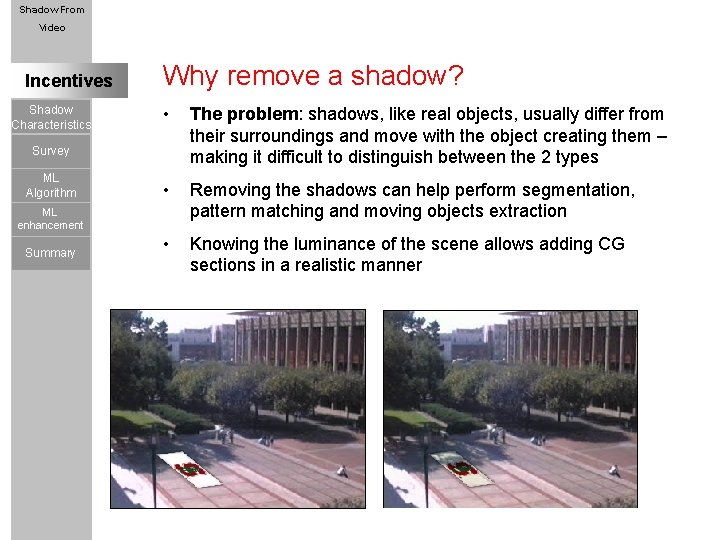 Shadow Using JPEG From Characteristics Video JPEG Format Incentives Shadow Quant. Table Characteristics Why