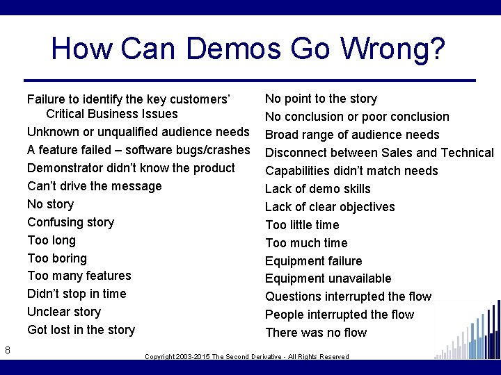How Can Demos Go Wrong? Failure to identify the key customers’ Critical Business Issues