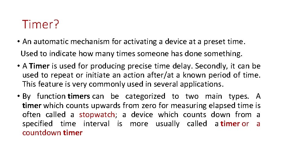 Unit IV 555 Timer Timer An automatic mechanism