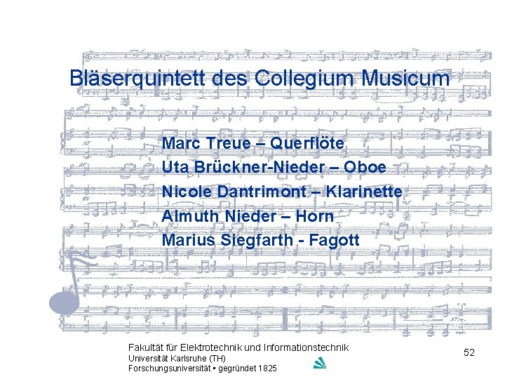 Bläserquintett des Collegium Musicum Marc Treue – Querflöte Uta Brückner-Nieder – Oboe Nicole Dantrimont