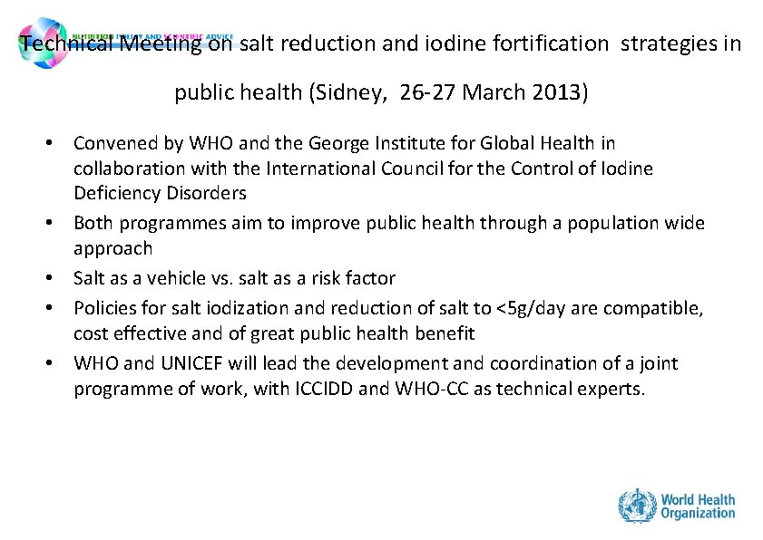 Technical Meeting on salt reduction and iodine fortification strategies in public health (Sidney, 26 Technical Meeting on salt reduction and iodine fortification strategies in public health (Sidney, 26