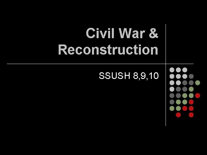 Civil War & Reconstruction SSUSH 8, 9, 10 