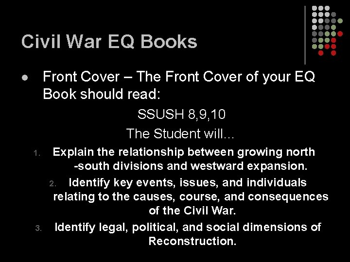 Civil War EQ Books Front Cover – The Front Cover of your EQ Book