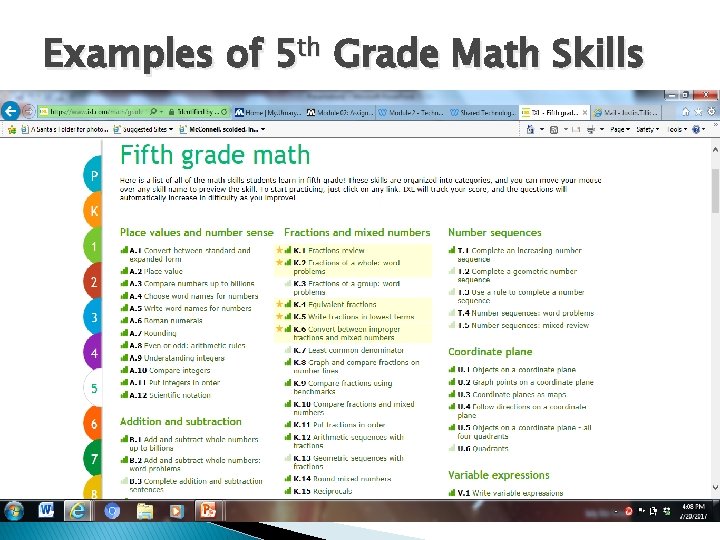 Examples of 5 th Grade Math Skills 