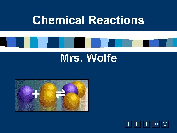 Chemical Reactions Mrs. Wolfe I II IV V 