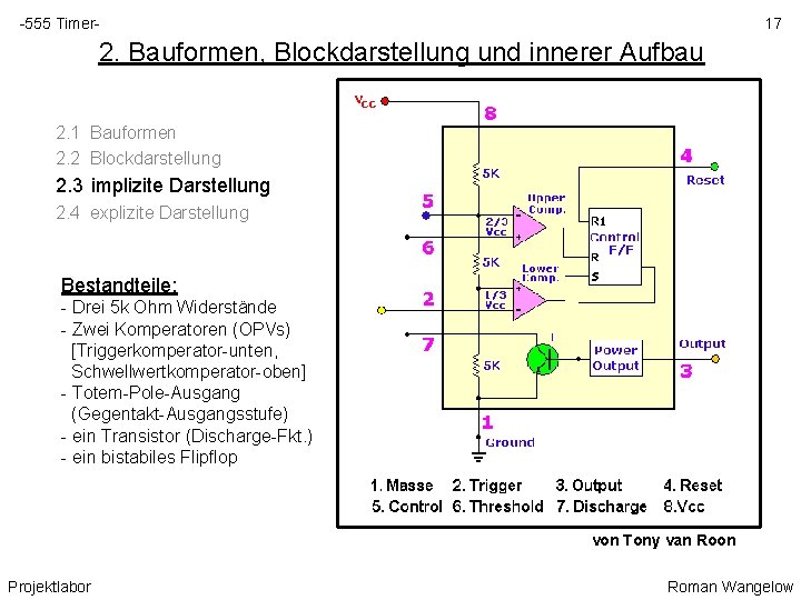 -555 Timer- 17 2. Bauformen, Blockdarstellung und innerer Aufbau 2. 1 Bauformen 2. 2