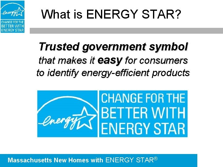 What is ENERGY STAR? Trusted government symbol that makes it easy for consumers to