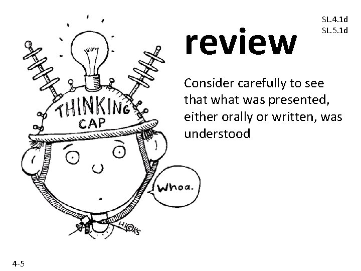 review SL. 4. 1 d SL. 5. 1 d Consider carefully to see that