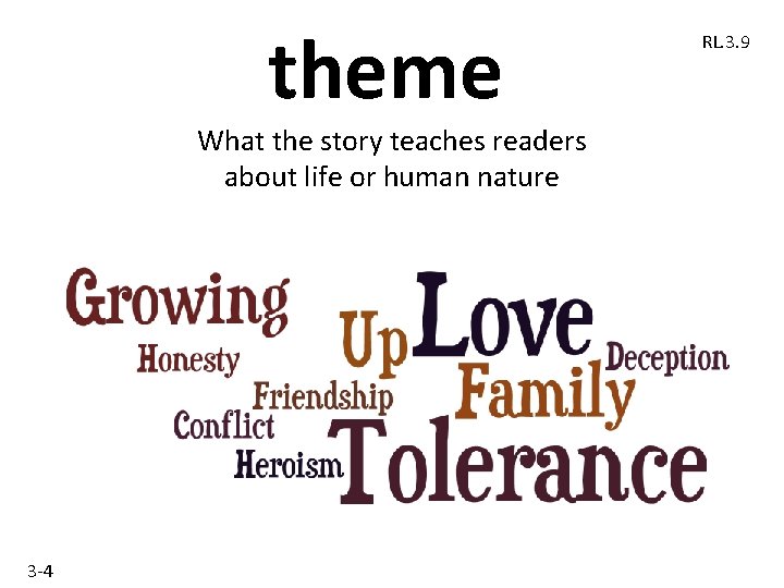 theme What the story teaches readers about life or human nature 3 -4 RL.