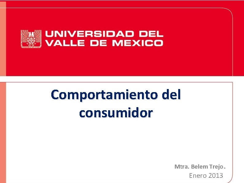 Comportamiento del consumidor Mtra. Belem Trejo. Enero 2013 