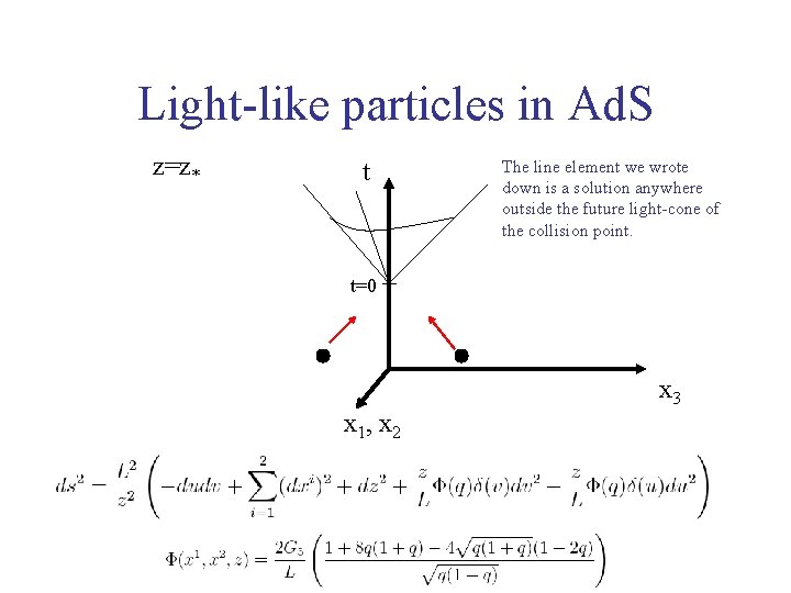 Light-like particles in Ad. S z=z* t The line element we wrote down is