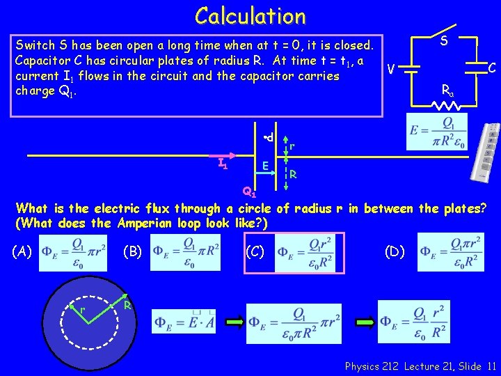 Calculation Switch S has been open a long time when at t = 0,