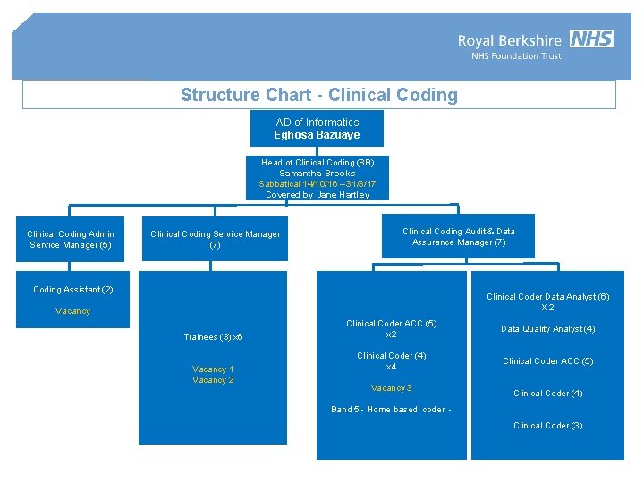 Structure Chart - Clinical Coding AD of Informatics Eghosa Bazuaye Head of Clinical Coding