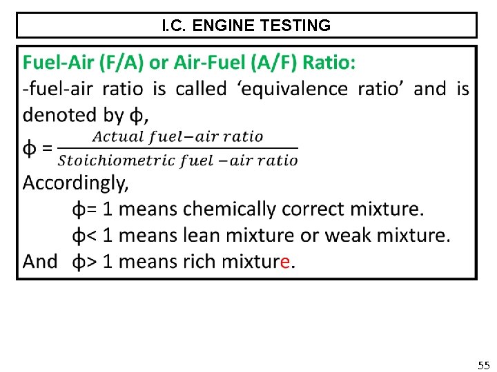 I. C. ENGINE TESTING 55 
