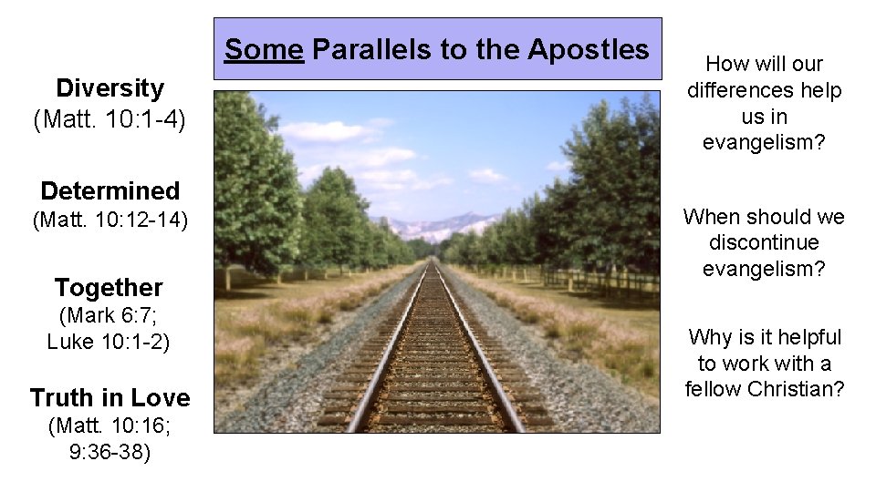 Some Parallels to the Apostles Diversity (Matt. 10: 1 -4) Determined (Matt. 10: 12