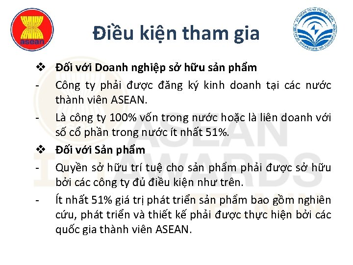Điều kiện tham gia v Đối với Doanh nghiệp sở hữu sản phẩm -