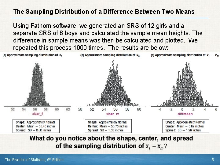 The Sampling Distribution of a Difference Between Two Means Using Fathom software, we generated