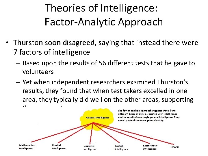 Theories of Intelligence: Factor-Analytic Approach • Thurston soon disagreed, saying that instead there were