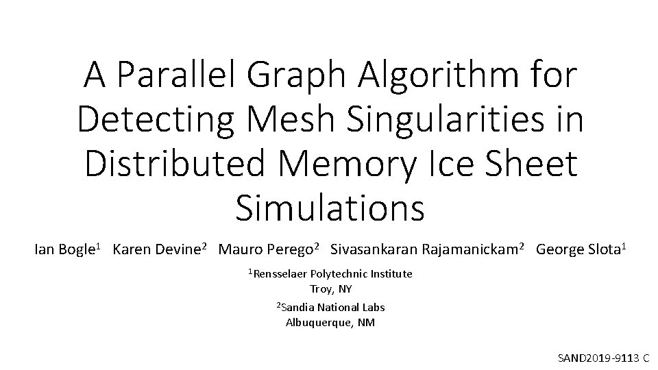 A Parallel Graph Algorithm for Detecting Mesh Singularities in Distributed Memory Ice Sheet Simulations