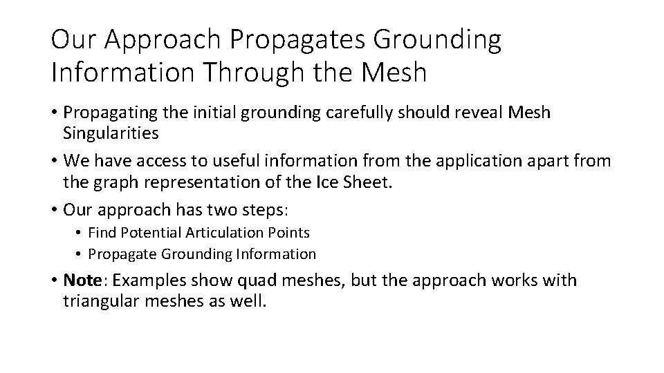 Our Approach Propagates Grounding Information Through the Mesh • Propagating the initial grounding carefully