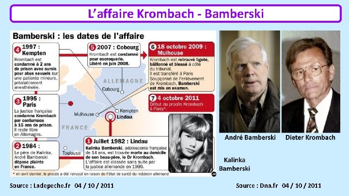 L’affaire Krombach - Bamberski Source : Ladepeche. fr 04 / 10 / 2011 Source