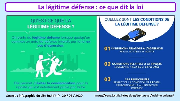 La légitime défense : ce que dit la loi Source : infographie du site