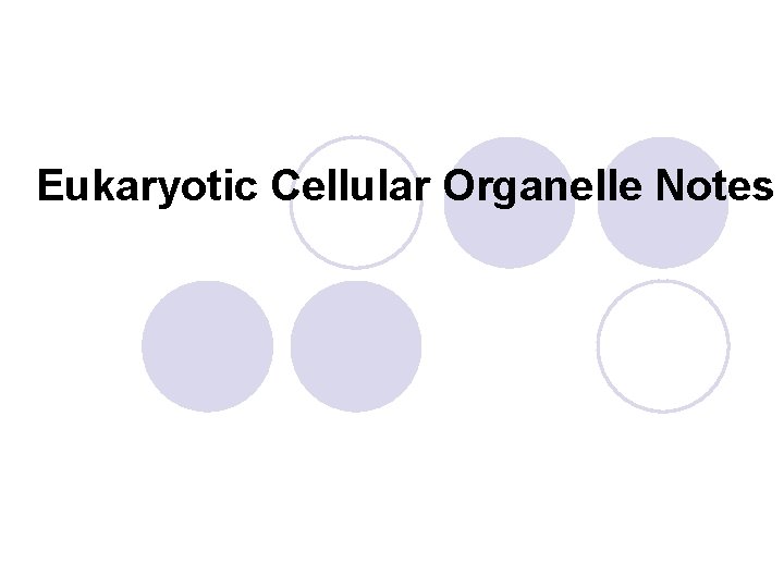 Eukaryotic Cellular Organelle Notes 