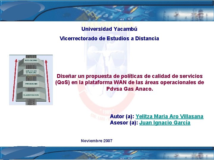 Universidad Yacambú Vicerrectorado de Estudios a Distancia Diseñar un propuesta de políticas de calidad