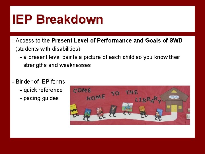 IEP Breakdown - Access to the Present Level of Performance and Goals of SWD