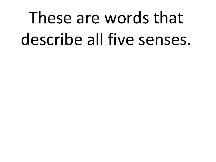 These are words that describe all five senses. 