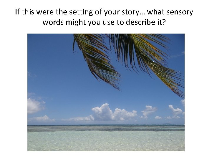 If this were the setting of your story… what sensory words might you use