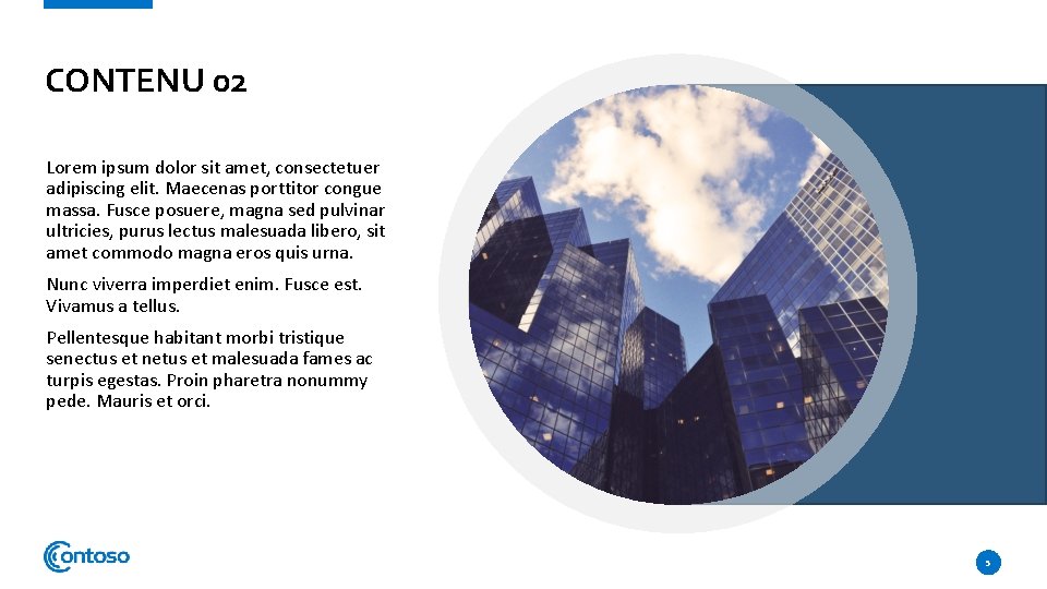 CONTENU 02 Lorem ipsum dolor sit amet, consectetuer adipiscing elit. Maecenas porttitor congue massa.