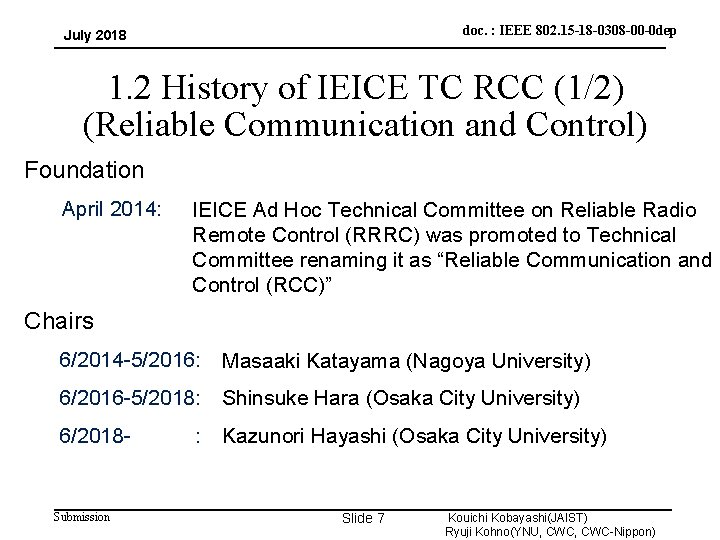 doc. : IEEE 802. 15 -18 -0308 -00 -0 dep July 2018 1. 2
